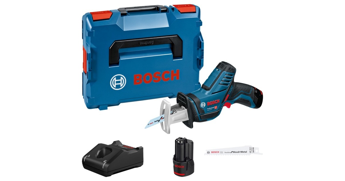 Bosch Professional Akku-Säbelsäge GSA 12V-14 Professional, 12Volt  blau/schwarz, 2x Li-Ionen Akku 3,0Ah, in L-BOXX