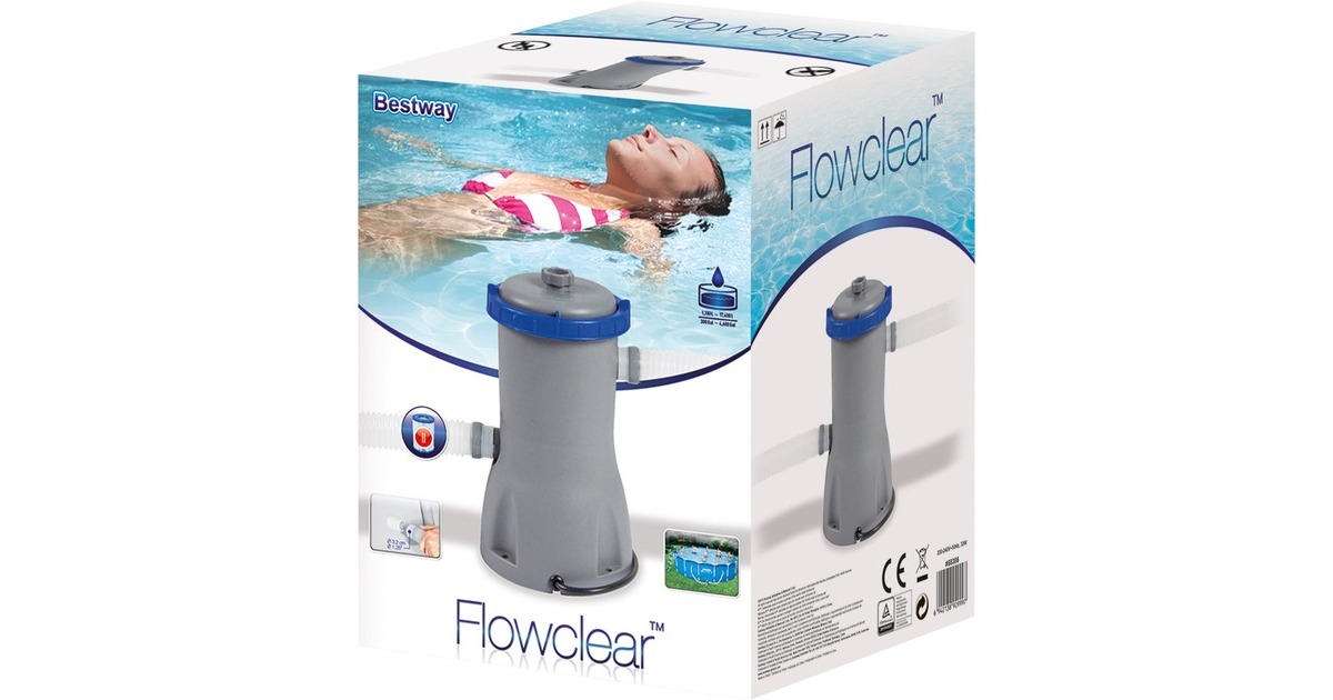 Bestway Filterpumpe FLOWCLEAR 3.028 l/h, Wasserfilter grau | Poolzubehör