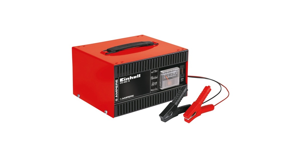 Einhell Batterie-Ladegerät CC-BC 5 rot/schwarz, für Kfz- und  Motorradbatterien