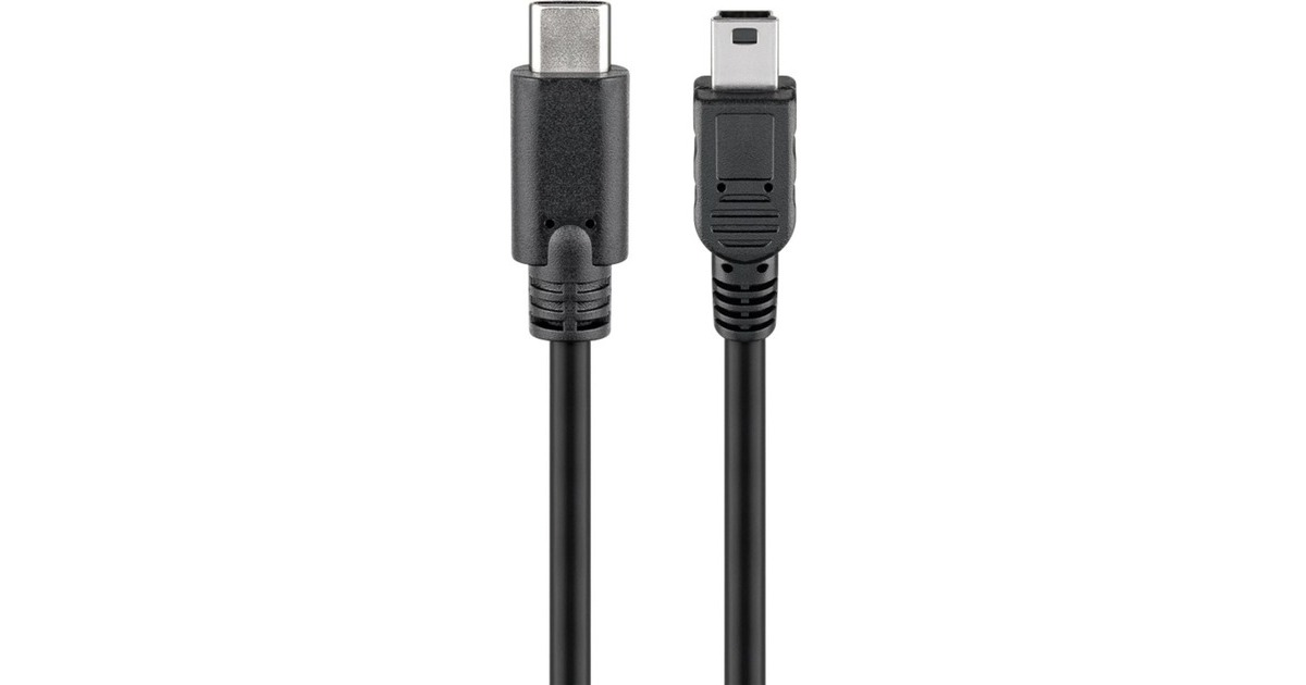 goobay USB 2.0 Kabel, USB-C Stecker > Mini-USB Stecker, Adapter schwarz,  50cm