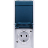 Busch-Jaeger Kombination Steckdose mit Schutzkontakt und Wippschalter Aus- und Wechselschaltung blaugrün, Retail