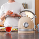 Cecotec Thermosense 420 Vintage Light Beige, Wasserkocher beige/edelstahl, 2.200 Watt, 1,8 Liter