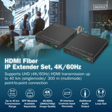 Digitus HDMI Fiber IP Extender Set, HDMI Verlängerung schwarz, 4K/60Hz