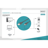 Digitus USB 2.0 Kabel, USB-A Stecker > mini USB Stecker schwarz, 3 Meter