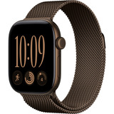 Apple Watch Series 12, Smartwatch bronze, Aluminium, 42 mm, Milanaise Armband Dunkelbronze, Cellular