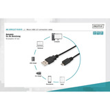 Digitus USB 2.0 Anschlusskabel USB-A (Stecker) > Micro-USB (Stecker)  schwarz, 1,8 Meter