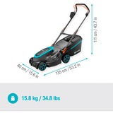 GARDENA Akku-Rasenmäher PowerMax 37/36V P4A Ready-To-Use Set, 36Volt (2x18V) schwarz/grau, 2x Li-Ion Akku 4,0Ah, POWER FOR ALL ALLIANCE