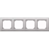 Merten Rahmen vierfach für waagerechte und senkrechte Montage, Thermoplast, matt aluminium, Retail