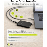 goobay USB4 Gen 3x2 Kabel, USB-C Stecker > USB-C Stecker, 40Gbit/s schwarz/grau, 1 Meter, PD, Laden mit bis zu 240 Watt