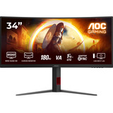 AOC CU34G4, Gaming-Monitor 86.4 cm (34 Zoll), schwarz (matt), WQHD, Fast-VA, Curved, Adaptive-Sync, AMD FreeSync Premium, 180Hz Panel