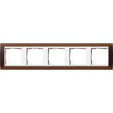 Gira Abdeckrahmen fünffach mit Zwischenrahmen Reinweiß glänzend, Abdeckung dunkelbraun, Retail