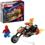 LEGO 76335 Marvel Super Heroes Spider-Man vs. Ghost Rider auf seinem Motorrad, Konstruktionsspielzeug 
