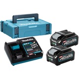 Makita Power Source Kit Li 40V 4Ah, Ladegerät schwarz/blau, 2x Akku BL4025, 1x Schnellladegerät DC40RA, MAKPAC Gr.1