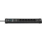 Brennenstuhl Premium-Line Steckdosenleiste 6-fach schwarz, 3 Meter, 60.000A Überspannungsschutz, 2x USB-A