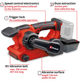 EINHELL Professional Akku-Bandschleifer TP-BS 18/457 Li BL - Solo, 18Volt rot/schwarz, ohne Akku und Ladegerät