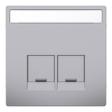 Merten Zentralplatte zwei fach mit Schriftfeld und integrierten Verschlussschiebern, Abdeckung edelstahl, Retail