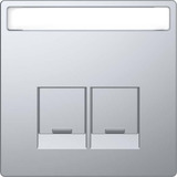 Merten Zentralplatte zwei fach mit Schriftfeld und integrierten Verschlussschiebern, Abdeckung edelstahl, Retail