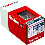 fischer Spanplattenschraube PowerFast II 6,0x100 Senkkopf TX 100 Stück, mit Teilgewinde, verzinkt