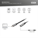 Digitus USB 3.2 Gen 1 Verlängerungskabel, USB-C Stecker > USB-C Buchse schwarz/silber, 1 Meter