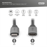 Digitus USB 3.2 Gen 1 Verlängerungskabel, USB-C Stecker > USB-C Buchse schwarz/silber, 1 Meter