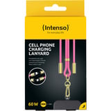 Intenso Handykette und Lade-/Datenkabel Cell Phone Charging Lanyard neon-pink, 1,65 Meter, USB-C, PD3.0 / QC4.0, Nylon