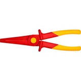 KNIPEX Flachrundzange aus Kunststoff 98 62 02, Greifzange rot/gelb, gezahnte Greifflächen, isoliert, VDE-geprüft