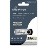 MediaRange USB Type-C 256 GB, USB-Stick schwarz/silber, USB 3.2 Gen 1 Type-C