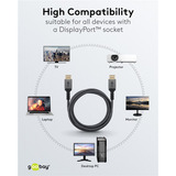 goobay Plus DisplayPort 2.0/2.1 Kabel, 8K @ 144Hz, 54 Gbit/s grau, 3 Meter