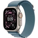 Apple Watch Ultra 3, Smartwatch titan, 49 mm, Alpine Loop hellblau L, Titangehäuse, Cellular