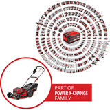 EINHELL Professional Akku-Rasenmäher GP-CM 36/52 S Li BL, 36Volt (2x18Volt) rot/schwarz, 4x Li-Ionen Akku 5,2Ah, mit Hinterradantrieb Vario Speed