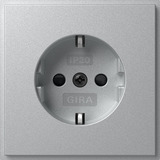 Gira Schutzkontaktsteckdose Typ F 16 Ampere 250 Volt mit erhöhtem Berührungsschutz aluminium, Retail