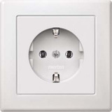 Merten Schutzkontakt-Steckdose Schuko mit voller Abdeckplatte, Unterputz, 16 Ampere, 250 Volt weiß (glänzend), Retail