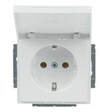 Busch-Jaeger Steckdosen-Einsatz mit Klappdeckel, Schutzkontaktsteckdose CEE 7/3, 16 Ampere, 250 Volt weiß (glänzend), Retail