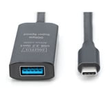 Digitus Aktives USB 3.2 Gen 1 Verlängerungskabel, USB-C Stecker > USB-A Buchse schwarz, 5 Meter, Repeater Kabel