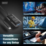 Digitus Aktives USB 3.2 Gen 1 Verlängerungskabel, USB-C Stecker > USB-A Buchse schwarz, 5 Meter, Repeater Kabel