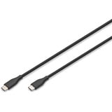 Digitus USB 2.0 Silikon-Anschlusskabel USB-C > USB-C schwarz, 0,5 Meter, PD, Laden mit bis zu 60 Watt
