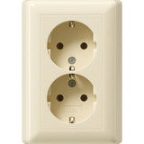 Gira Schutzkontakt-Doppelsteckdose Doppelsteckdose mit Vollplatte ohne Befestigungskrallen für Unterputz-Gerätedose Standard 55 mit Steckklemmen weiß, Retail