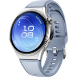 Huawei Watch 6 46mm (Niz-L19F), Smartwatch silber, blaues Fluoroelastomer-Armband