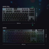 Logitech G915 TKL, Gaming-Tastatur schwarz, DE-Layout, GL Tactile, LIGHTSPEED