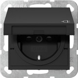 Gira Schutzkontaktsteckdose Typ F 16 Ampere 250 Volt mit Klappdeckel und erhöhtem Berührungsschutz schwarz, Retail