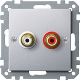 Merten Steckdose mit zwei Chinch-Steckbuchsen und vergoldeten Kontakten aluminium, Retail