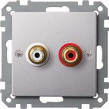 Merten Steckdose mit zwei Chinch-Steckbuchsen und vergoldeten Kontakten aluminium, Retail