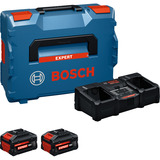 Bosch EXPERT Starter-Set 18V, 2x EXBA 18V-80 + Ladegerät EXAL18V2-320 schwarz, 2x Li-Ionen Akku 8Ah, L-BOXX, AMPShare Alliance