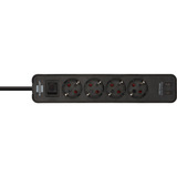 Brennenstuhl Ecolor Steckdosenleiste 4-fach, 2x USB-C schwarz, 1,5 Meter Kabel, USB-C, mit Sicherheitsschalter
