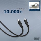 Digitus USB4 Gen 3x2 Silikon-Anschlusskabel USB-C > USB-C schwarz, 1 Meter, PD, Laden mit bis zu 240 Watt