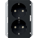 Gira Schutzkontakt-Doppelsteckdose mit zwei Steckdosen für Unterputz schwarz, Retail