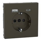 Merten Schutzkontakt Steckdose mit USB Ladegerät, Typ MEG2367-6052, Unterputz, 16 Ampere, 250 Volt mocca, Retail