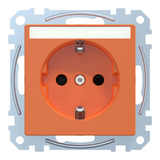 Merten Schutzkontaktsteckdose mit erhöhtem Berührungsschutz und Schriftfeld orange, Retail