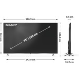 SHARP 75JP7765E, QLED-Fernseher 189 cm (75 Zoll), schwarz/silber, UltraHD/4K, MiniLED Google TV