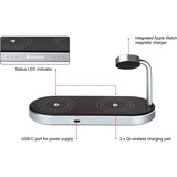 Verbatim Wireless 3-in-1 Ladeständer WCS-03, Qi, MFi, Ladestation schwarz/aluminium, für Apple Watch, iPhone u.a.